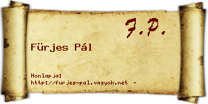 Fürjes Pál névjegykártya